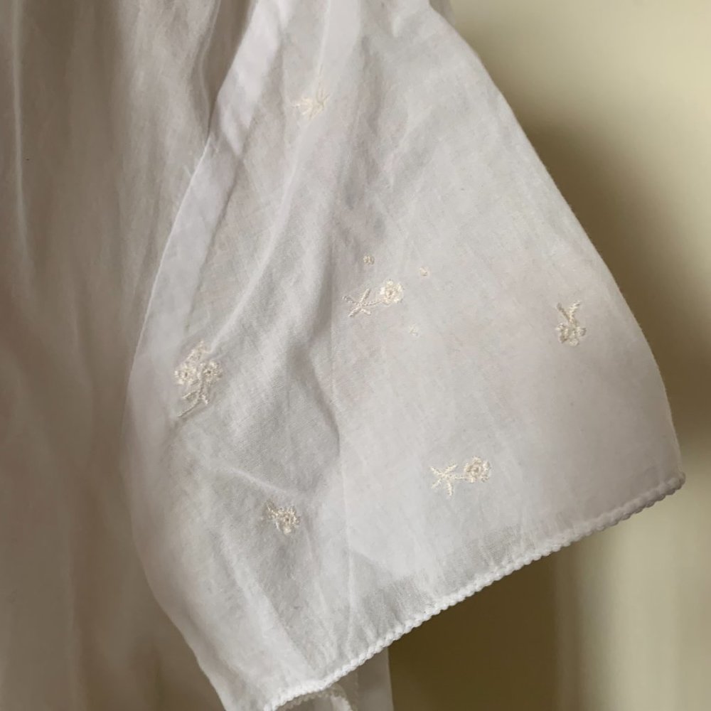 J.JILL WOMENS SHORT SLEEVE WHITE EMBROIDERED BUTTERFLYBLOUSE SIZE 2X 100% COTTON - Picture 4 of 13